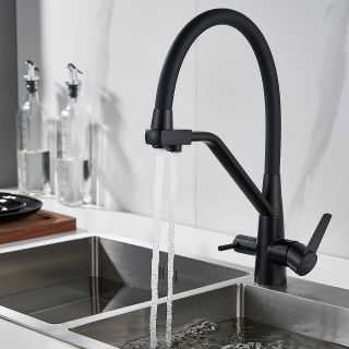 Смеситель для кухни Shevanik S968H с подключением фильтра чёрный